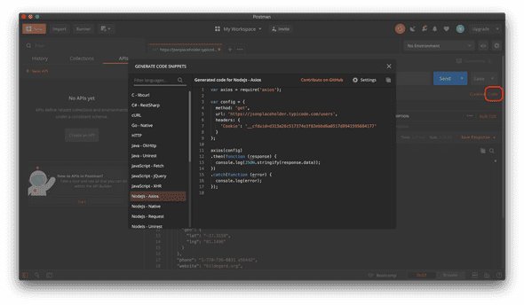 postman api code image