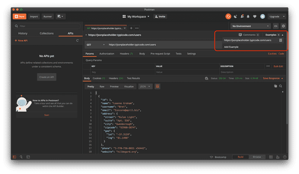 postman api saved example image
